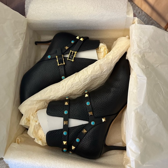 Valentino rockstud turquoise black bootie boot size 38 - Picture 6 of 15
